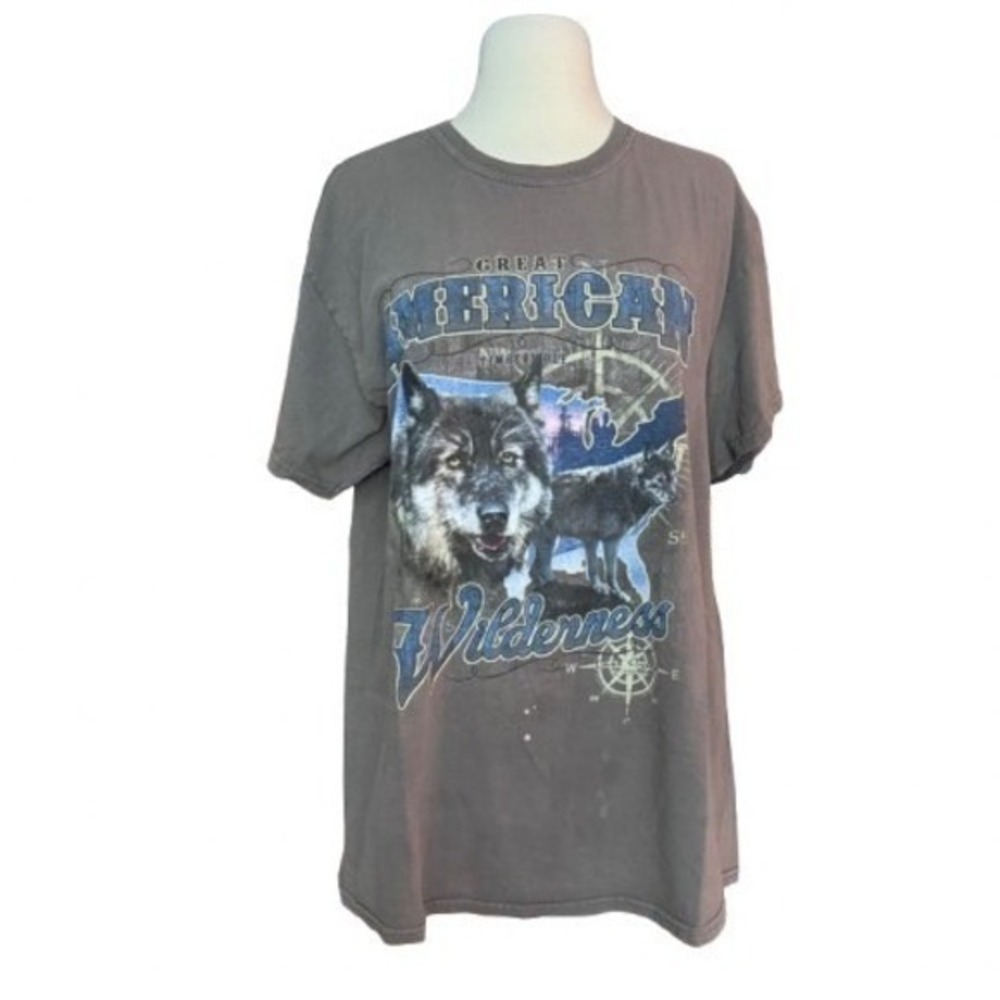 Vintage Timber Wolf T-Shirt Large Distressed Worn-in Grey Cotton Goblincore Tee